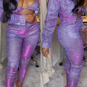 Glittery purple 2 piece suit